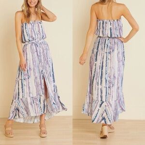 Evereve Allison Joy Andy Tie Dye Strapless Button Front Maxi Dress